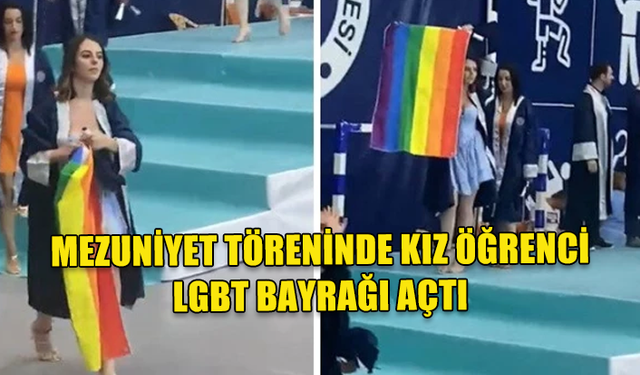 UŞAK ÜNİVERSİTESİ'NİN MEZUNİYET TÖRENİNDE LGBT BAYRAĞI AÇILDI