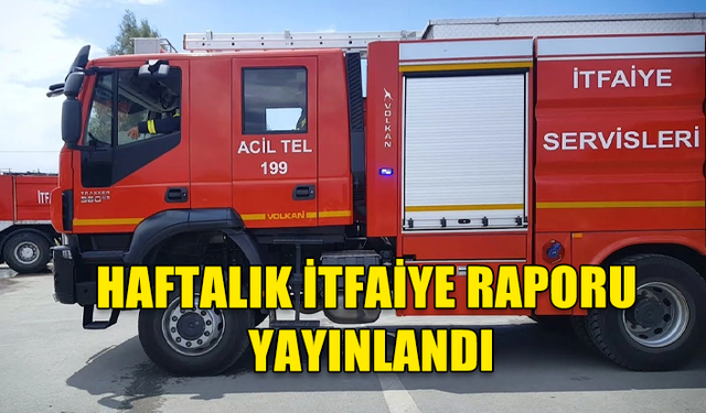 HAFTALIK İTFAİYE RAPORU YAYINLANDI