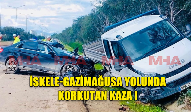 İSKELE-GAZİMAĞUSA ANAYOLU'NDA TRAFİK KAZASI.. 1'İ AĞIR 3 KİŞİ YARALANDI