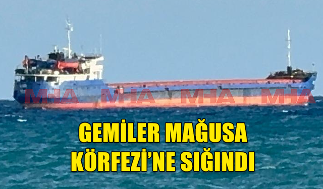 FIRTINA NEDENİYLE  7 GEMİ MAĞUSA KÖRFEZİ'NE SIĞINDI.