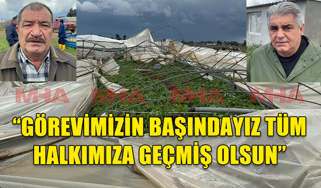 GAZİMAĞUSA'NIN MARAŞ BÖLGESİNİ HORTUM VURDU ÇOK SAYIDA SERA YERLE BİR OLDU