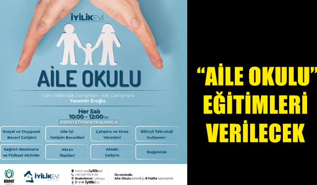 İYİLİK EVİ’NDE “AİLE OKULU” EĞİTİMLERİ VERİLECEK