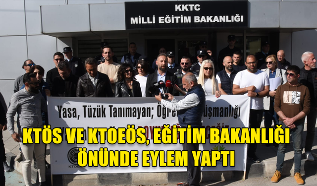 KTÖS ve KTOEÖS, öğretmene maaş kesintisini Milli Eğitim Bakanlığı önünde protesto etti