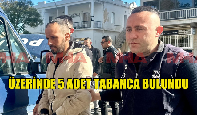 Üzerinde 5 adet tabanca bulundu!