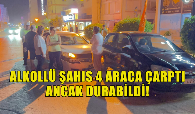ALKOLLÜ SÜRÜCÜ PARK HALİNDEKİ 4 ARACA ÇARPTI!
