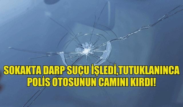 SOKAKTA DARP SUÇU İŞLEDİ,TUTUKLANINCA POLİS OTOSUNUN CAMINI KIRDI!