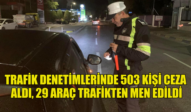 TRAFİK DENETİMLERİNDE 503 KİŞİ CEZA  ALDI, 29 ARAÇ TRAFİKTEN MEN EDİLDİ