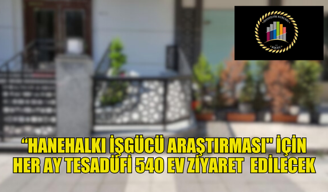 İSTATİSTİK KURUMU ANKETÖRLERİ “HANEHALKI İŞGÜCÜ ARAŞTIRMASI" İÇİN HER AY TESADÜFİ 540 EVİ ZİYARET EDECEK