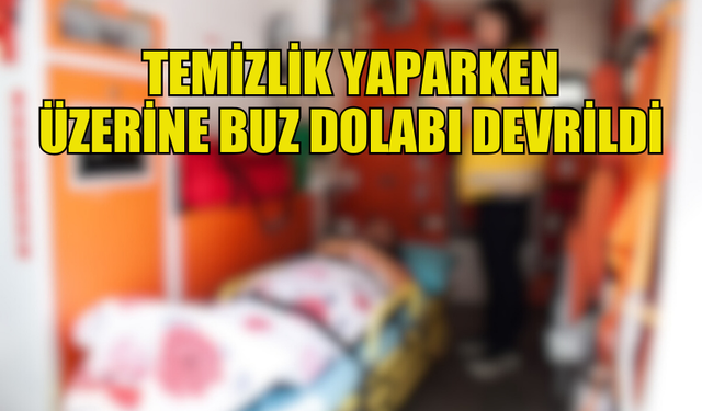 EVİNDE TEMİZLİK YAPAN ŞAHSIN ÜZERİNE BUZ DOLABI DÜŞTÜ