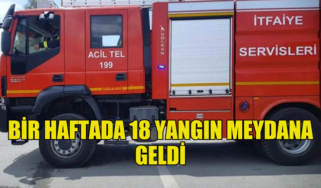 BİR HAFTADA 18 YANGIN, 229 BİN TL MADDİ HASAR MEYDANA GELDİ