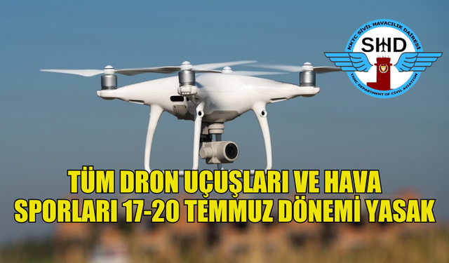 ÖZEL İZİNLER DIŞINDA TÜM DRON UÇUŞLARI VE HAVA SPORLARI 17-20 TEMMUZ DÖNEMİ YASAK