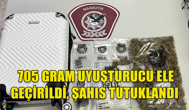 GİRNE'DE GERÇEKLEŞTİRİLEN UYUŞTURUCU OPERASYONUNDA 705 GRAM HİNTKENEVİRİ ELE GEÇİRİLDİ