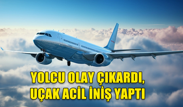 YOLCU OLAY ÇIKARDI, UÇAK ACİL İNİŞ YAPTI