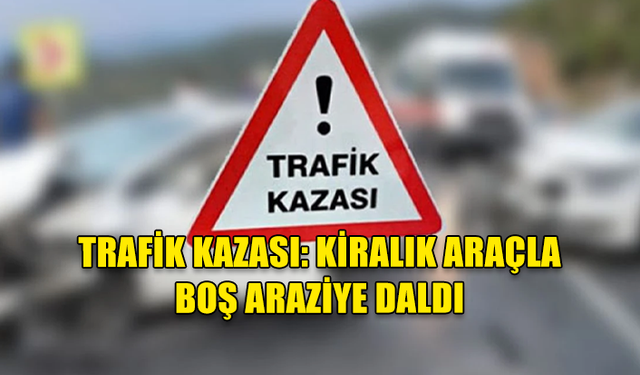 TRAFİK KAZASI: KİRALIK ARAÇLA BOŞ ARAZİYE DALDI