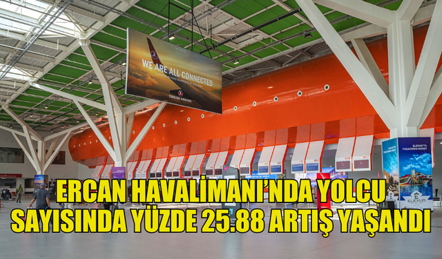 ERCAN HAVALİMANI’NDA YOLCU SAYISINDA YÜZDE 25.88, UÇAK SAYISINDA YÜZDE 15.52 ARTIŞ YAŞANDI