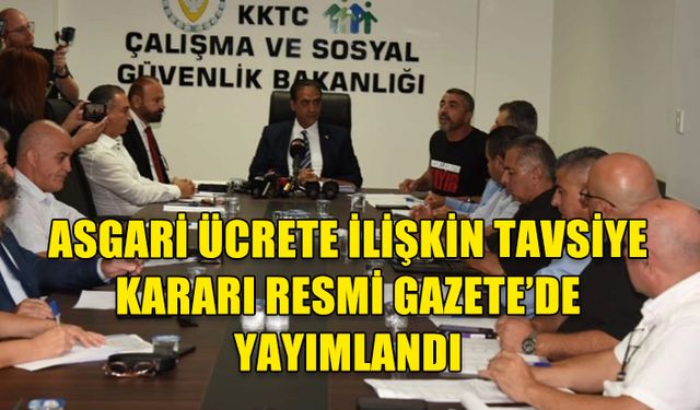 ASGARİ ÜCRETE İLİŞKİN TAVSİYE KARARI RESMİ GAZETE’DE YAYIMLANDI