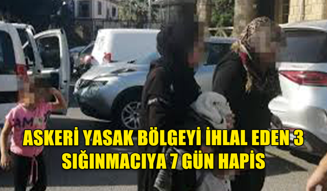 ASKERİ YASAK BÖLGEYİ İHLAL EDEN 3 SIĞINMACIYA 7 GÜN HAPİS