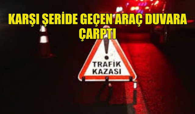 KARŞI ŞERİDE GEÇEN ARAÇ ÜNİVERSİTE DUVARINA ÇARPTI