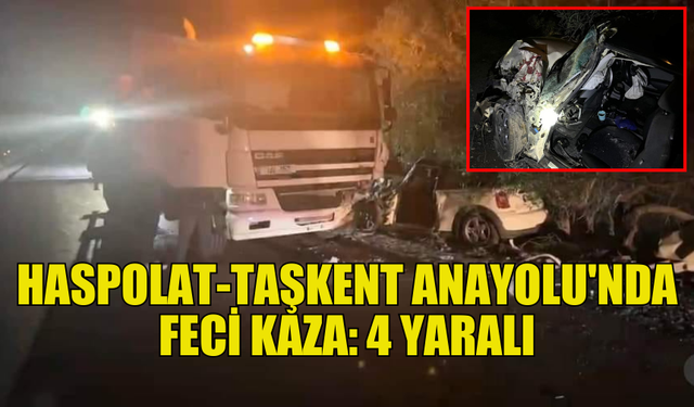 HASPOLAT-TAŞKENT ANAYOLU'NDA ÇİFTE ÇARPIŞMA, 4 YARALI