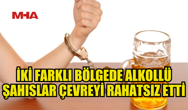 İKİ BÖLGEDE ÇEVREYİ RAHATSIZ EDEN ALKOLLÜ KİŞİLER TUTUKLANDI