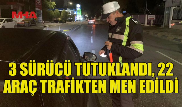 3 SÜRÜCÜ TUTUKLANDI, 22 ARAÇ TRAFİKTEN MEN EDİLDİ