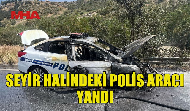 SEYİR HALİNDEKİ POLİS ARACI KÜLE DÖNDÜ