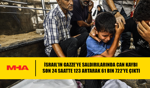 İSRAIL'IN GAZZE'YE SALDIRILARINDA CAN KAYBI SON 24 SAATTE 123 ARTARAK 61 BIN 722'YE ÇIKTI