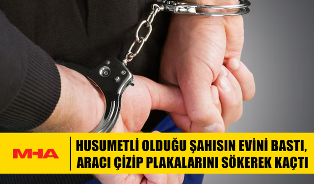 ARAÇ ÜZERİNE KALEMLE YAZILAR YAZDI, PLAKALARI ÇALDI