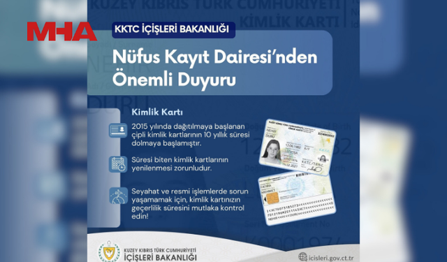 KKTC’DE E-KİMLİK KARTLARININ SÜRESİ DOLUYOR