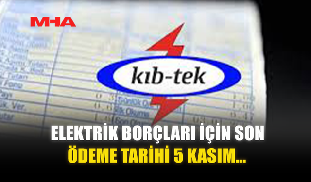 ELEKTRİK BORÇLARI İÇİN SON ÖDEME TARİHİ 5 KASIM…