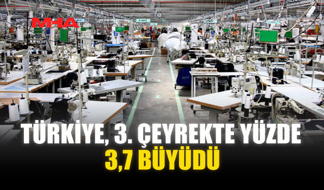 TÜRKİYE, 3. ÇEYREKTE YÜZDE 3,7 BÜYÜDÜ