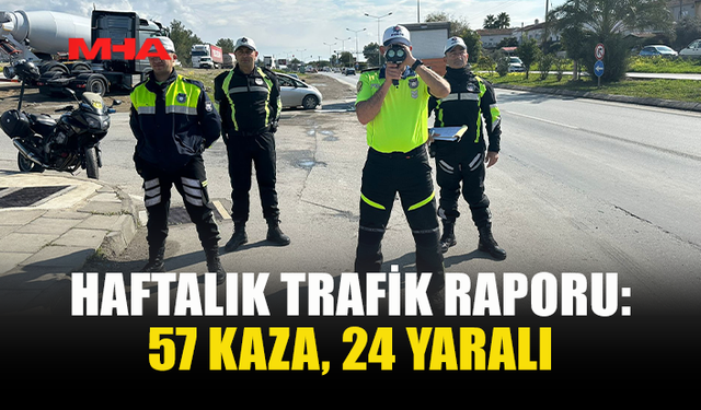 HAFTALIK TRAFİK RAPORU: 57 KAZA, 24 YARALI