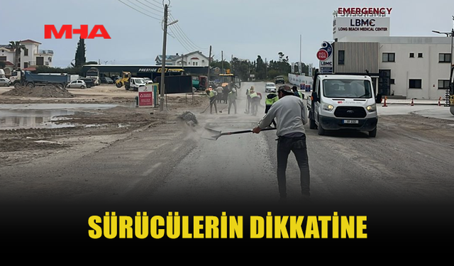 ERCAN-İSKELE ARASINDA ESKİ YOL TRAFİĞE KAPATILDI: ASFALT ÇALIŞMASI BAŞLADI