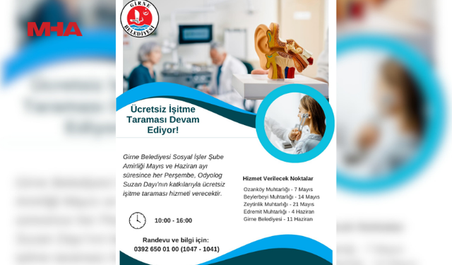 GİRNE BELEDİYESİ'NDEN ÜCRETSİZ İŞİTME TARAMA TESTİ