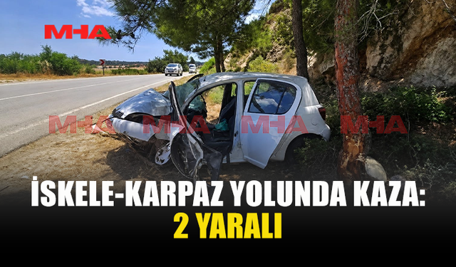 İSKELE-KARPAZ YOLUNDA ARAÇ AĞACA ÇARPTI