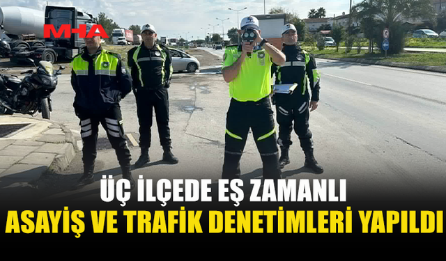 ÜÇ BÖLGEDE EŞ ZAMANLI ASAYİŞ VE TRAFİK DENETİMİ YAPILDI