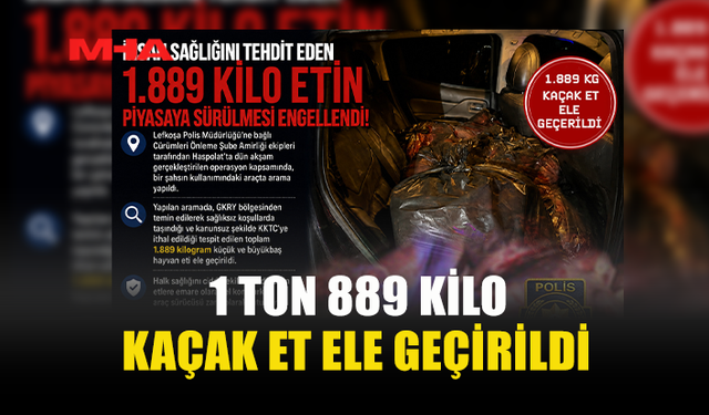 HASPOLAT’TA 1 TON 889 KİLO KAÇAK ET ELE GEÇİRİLDİ