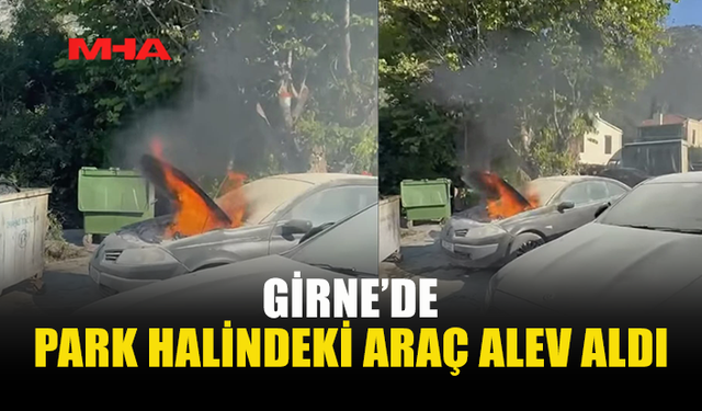 PARK HALİNDEKİ ARACIN ÖN KISMI ALEVLERE TESLİM OLDU