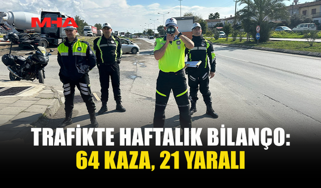 1 HAFTADA 64 TRAFİK KAZASI: 21 KİŞİ YARALANDI