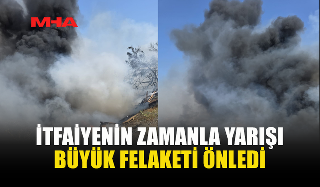 40 DÖNÜMLÜK ALAN YANDI, İTFAİYE BÜYÜK FELAKETİ ÖNLEDİ