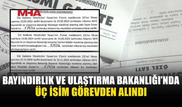 MÜSTEŞAR, BAKANLIK MÜDÜRÜ VE DAİRE MÜDÜRÜ GÖREVDEN ALINDI