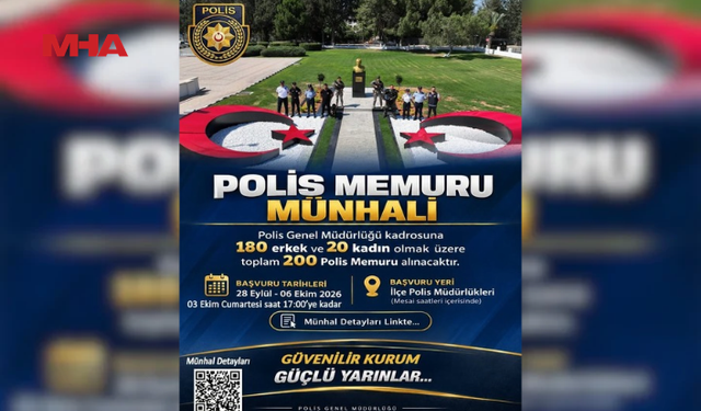 POLİS MEMURU MÜNHALİ İÇİN YARIN DA BAŞVURU KABUL EDİLECEK