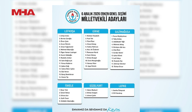 YDP’NİN 6 ARALIK MİLLETVEKİLİ ADAY LİSTESİ KESİNLEŞTİ