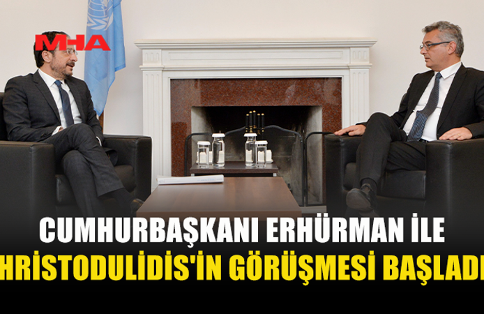 CUMHURBAŞKANI TUFAN ERHÜRMAN İLE RUM LİDER NİKOS HRİSTODULİDİS GÖRÜŞMESİ BAŞLADI