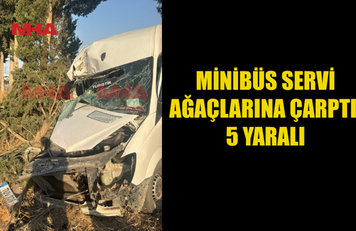 KONTROLDEN ÇIKAN MİNİBÜS AĞAÇLARA ÇARPTI