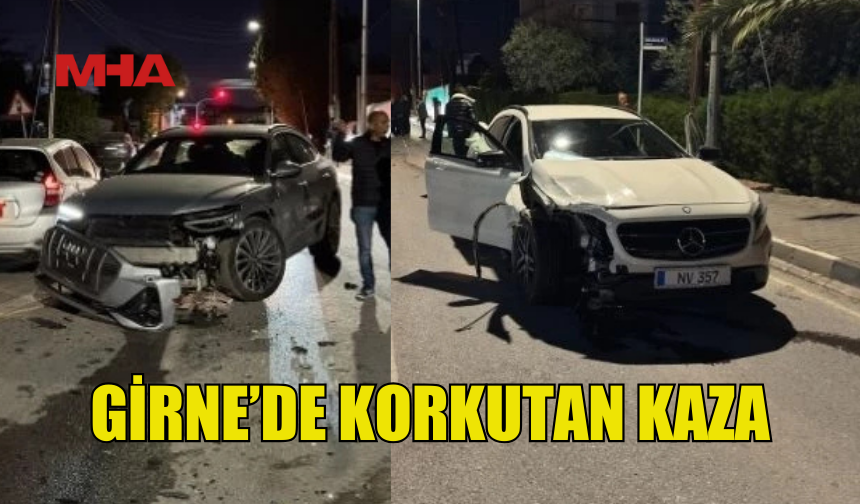 GİRNE’DE TRAFİK KAZASI: YOL KISA SÜRELİĞİNE KAPANDI