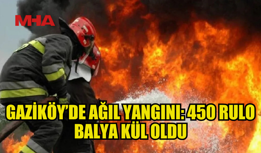 GAZİKÖY’DE AĞIL YANGINI: 450 RULO BALYA YANDI