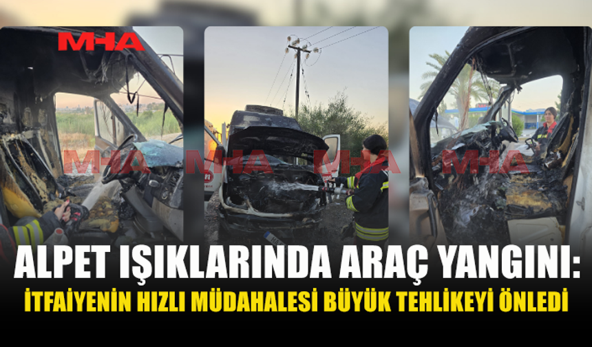 LEFKOŞA’DA SEYİR HALİNDEKİ TİCARİ ARAÇ ALEV ALDI
