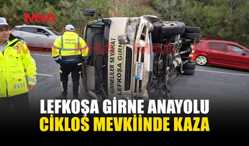 LEFKOŞA-GİRNE ANAYOLUNDA MİNİBÜS DEVRİLDİ