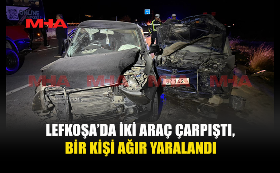 LEFKOŞA’DA İKİ ARAÇ ÇARPIŞTI, YANGIN ÇIKTI